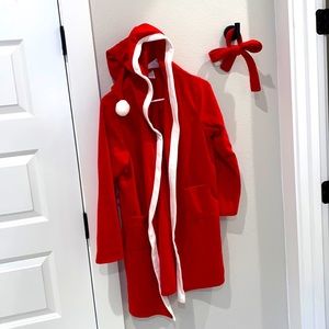 EUC Red & White Santa Inspired Unisex Boy Girls Holiday Winter Hoodie ROBE